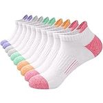 ILovDaisy Trainer Running Socks Womens 5 Pairs, Multicolor Ankle Sports Socks Women Cushioned Breathable Socks, Low Cut Athletic Socks for Ladies Girls 6-8