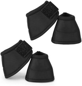 AAnkaier Overrach Bell Boots for Horses | Superb Hoof Protection | Easy Put On Quick Wrap Hook & Loop | Comfortable Durable | Reliable Shock Absorbing 4 Counts (Black, Large)