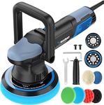 Car Buffer Polisher,900W 5& 6-inch Double Base Plate DA Buffer Polisher Kit with Random Orbital, 6 Variable Speed 2000-6400 RPM, Detachable Handle Buffer Polisher for Car Detailing/ Waxing/ Polishing