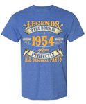 70th Birthday Shirt for Men, Legends were Born in 1954, Vintage 1954 70 Years Old Tee T Shirt, #1 Blue Heather, Large