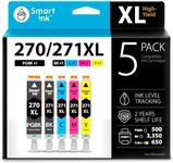 Smart Ink Compatible Ink Cartridge Replacement for Canon PGI 270 XL CLI 271 XL PGI-270XL CLI-271XL 5 Pack (PGBK & BK/C/M/Y) for PIXMA MG5720, MG5721, MG5722, MG6820, MG6821, MG6822, TS5020, TS6020