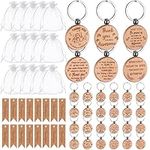 90Pack Thank You Gifts for Colleagues Employee Appreciation Gifts Wooden Inspirational Keyring Keychains with Thank You Cards White Organza Bags for Women Men Staff Teacher Christmas Thanksgiving