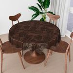 Kuber Industries Round Table Cover | PVC 4 Seater Table Cloth for Round Tables | 3D Leaf Kitchen Dining Tablecloth | 60 Inch | Brown