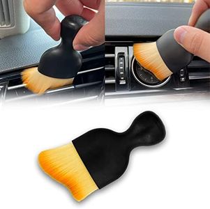 TOBENBONE Car Interior Detailing Brush, Ultra Soft Non-Scratch Dust Brush, Car Interior Cleaning Tool for Cleaning Panels, Air Vent, Leather (Yellow)