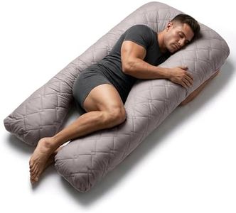 Olena Casa U Shaped Pillow Full Body Support Reversible Quilted 55 in Gray