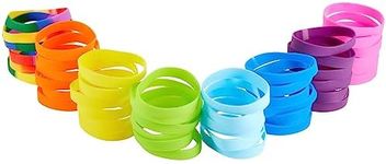 BLUE PANDA 48 Pack Multi-Colored Silicone Bracelets Bulk Set for Sports Teams, Games, Colored Wrist Bands for Sublimation, 8 Colors, 8 In