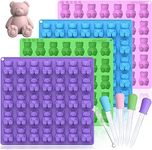 LUSHYUM Large Gummy Bear Molds 5 ML, BPA-Free Silicone Chocolate Candy Gummy Molds with 4 Droppers and Cleaning Brush 140 Cavity, Set of 4