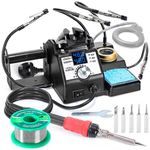 YIHUA 926LED-IV EVO 110W Soldering Station 90~480°C Soldering Kit with 4 Helping Hands, 1 Magnifier with LED, Solder Wire Dispenser, 5 Extra Soldering Tips, 35g Lead-Free Solder Wire(UK Plug)