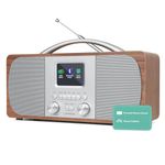 DAB Radio Mains Powered | Digital Radios Mains and Battery | DAB+ Radio Alarm Clock | FM Radio,Bluetooth Radio,Dual Alarm | Powerful Stereo | Acoustic Wood Cabinet | 40 Presets,Headphone Jack | LEMEGA