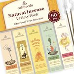 Natural Incense Sticks Variety Pack - (5 Variants,90 gms) Charcoal Free Inscents Sticks, Made from Upcycled Flowers | Sacred insensé sticks from all Cultures (Inciensos Aromaticos)