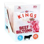 Kings Beef Biltong - Rib Eye Flavour - High Protein, Gluten Free Meat Snack - Box of 16 x 35 g Packs