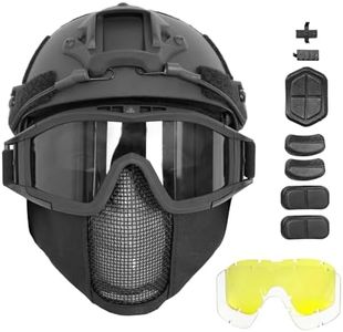 ULTAC Airsoft Helmet with Full Face Protection, Tactical Airsoft Mask, Compatible with Goggles & Accessories, Ideal for Paintball & Outdoor Games