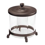 InterDesign York Lyra Vanity Cotton Swab Holder Canister, Bronze/Clear