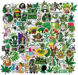 100pcs Fashion TV Holiday Sport Outdoor Vinyl Decal Stickers Waterproof for Gift Bottle Car Phone Laptop Skateboard (Marijuana)