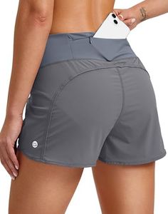 G Gradual Women's Running Shorts with Mesh Liner 3" Workout Athletic Shorts for Women with Phone Pockets(Light Grey,X-Large)