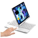 360° Rotatable Touch Keyboard for iPad Air 11 inch M2/ iPad Air 5th 4th Generation, iPad Pro 11 4th 3rd Gen Backlight Keyboard Trackpad Foldable Keyboard Cover,Silver