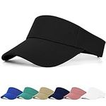 FCHUI Sun Visor Cap - Women Ponytail Baseball Cap for Women and Ladies, Long Peak Thicker Sweatband Adjustable Hat for Golf Cycling Fishing Tennis Running Jogging Visor Hats for Men (Black)