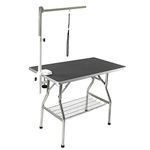 Flying Pig Grooming Small Stainless Steel Frame Foldable Dog Pet Table, 32" by 21", Black