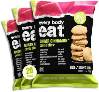 Every Body Eat Crunchy Cookie Bites, Gluten & Dairy Free, Vegan, School Safe Lunch Snacks, Single Serve (Pack of 20) (Ginger Cinnamon)