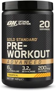 Optimum Nutrition Platinum complément pré-workout premium pour énergie et concentration, avec caféine, L-Citrulline, Bêta-Alanine, vitamines B, saveur Tropical, 20 portions, 420 g