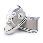 myggpp Baby Shoes Boys Girls Canvas Sneakers First Walking Shoes Walkers Anti-Slip Prewalkers 0-6 Months Grey