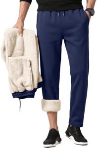 EFAN Mens Sherpa Fleece Lined Sweatpants Winter Thermal NavyBlue L