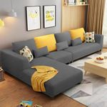 Casaliving Minta Left Hand Side 6 Seater L Shape Sofa Set for Living Room (Dark Grey Premium Colour) Premium Fabric Sofa Set for Living Room