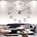 ATHRZ Acrylic DIY Designer Creative 3D Stickers Frameless Analogue Wall Clock AL002S (Silver, 60 cm x 60 cm)