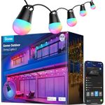 Govee Smart Outdoor String Lights 2, 144ft RGBIC Outdoor Lights with Dimmable Warm White LED Bulbs, 47 Scene Modes for Patio, IP65 Waterproof, Compatible with Alexa, Google Assistant