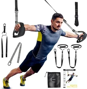 Home Suspension Training Kit with Suspension Trainer, Straps & Bands �– Adjustable Full-Body Workout System for Home Gym, Yoga, Pilates, Travel | Compact Design (Grey)