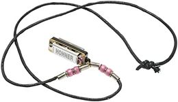 Hohner M38N-PI Mini Harmonica Necklace, Pink