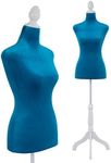 Mannequin Body Dress Form Torso Female Manikin 49.6-63.4 Inch Height Adjustable Wooden Tripod Stand High Density Foam Portable Display Mannequin (Blue, 49.6-63.4 Inches)