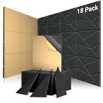 Topnaca 18 Pack Sound Proofing Panels, 30x30x0.9cm Self Adhesive Soundproofing Panels, High Density Acoustic Sound Absorbing Panels for Wall, Recording Studios, Home, Office