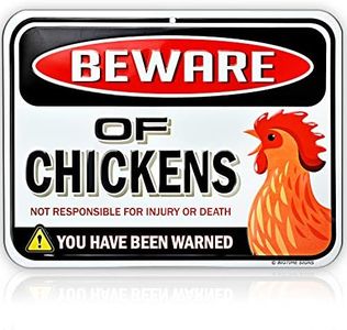 Bigtime Signs Beware of Chickens Metal Warning Sign 9"x12" | Coop Funny Outdoor Signs | Hen House Decor Accessories | Chicken Related Gifts | Yard Decorations | Chicken Things for Chicken Lovers