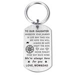 To My Son Daughter Love Gifts Keychain from Mom Dad, Son Engraved Compass Enjoy the Ride, Graduation Christmas, From Mom & Dad to Daughter, Medium