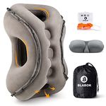 BLABOK Inflatable Travel Pillow, Portable Travel Neck Pillow for Sleeping Airplanes, Providing Neck and Head Support, with Eye Mask, Earplugs(Gray)