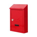 ACL Red Post Box - Wall Mounted Mailbox - Weatherproof And Durable Letterbox - Stylish Design Lockable Mail Box - Solid Construction - Ideal for Securing Letter and Parcels