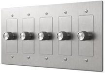 Brass Dimmer Light Switch - 120V AC - Solid Brass Wall Plate for LED Bulbs - Handcrafted Rotary Dimmer with Knurled Knob - UL Listed Flicker-Free Dimming - Vintage Style Light Control for Home Décor
