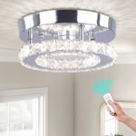 Cainjiazh Mini Crystal Chandelier Crystal Flush Mount Ceiling Light Fixtures LED Round Mini Chandelier Light Fixture Ceiling Lamp for Kitchen Hallway Foyer (Dimmable)