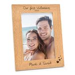 Our First Valentines PERSONALISED Engraved Photo Frame Gifts Valentines Day - Special Gift for Couples, Husband, Wife, Boyfriend, Girlfriend - 6" x 4" and 5" x 7" Photo Frames