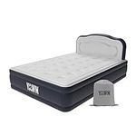 YAWN AIR Bed - Self-Inflating Airbed - Great Guest Bed, Camping Mattress - Built-in Pump & Headboard - Grey Fabric Material - Available in UK Single, Double & King - Double Size