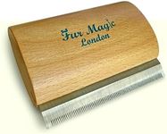 Fur Magic Wooden Deshedding Tool for Dogs and Cats, Grooming Brush for Shedding, 4 inches