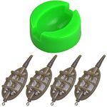 SILANON Inline Flat Method Feeder Set 4 Feeders with Quick Release Moulds Bait Holder Tool for Carp Fishing