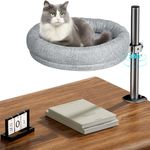 Cuipingoo Cat Bed for Desk Round Cat Beds for Indoor Cats up to 25 lbs, Comfortable Soft Pet Bed for Kitten, 360° Rotation & Adjustable Height, 16 inches (Grey)