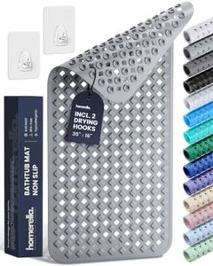 Bathtub Mat Non Slip 35x16 - homerella® Bath Mat Incl. Hooks for Drying, Extra Long, 100% BPA Free, Shower Mat Non Slip Anti Mold, Machine Washable, Shower Mats for Inside Shower Mildew Resistant