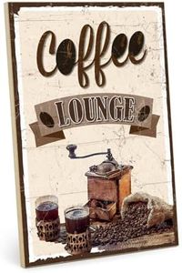 TypeStoff HS-00720 - Placa de madera con texto en inglés "Coffee Lounge", diseño vintage con cita para regalo y decoración de café y cocina