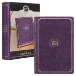 KJV Holy Bible, Giant Print Full-Size Faux Leather Red Letter Edition - Thumb Index & Ribbon Marker, King James Version, Purple Floral