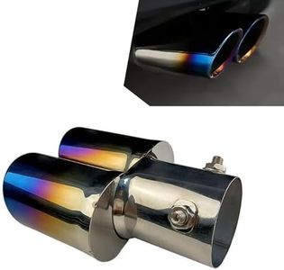 Jewkot 1 PC Car Muffler Tailpipe, Straight Flat Stainless Steel One Outlet Two Double Outlet Exhaust Pipe, Modification Decoration Accessories, Compatible with Most Car Models (Roasted Blue)