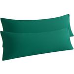 NTBAY Body Pillow Cases Set of 2, 2 Pack Brushed Microfiber 20x54 Pillow Cases, Soft, Wrinkle, Fade, Stain Resistant Dark Green Pillow Cases with Envelope Closure, 20x54 Inches, Dark Green