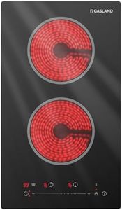 GASLAND 2 Burner Electric Cooktop 12 Inch, ETL Certificated, Hotel Special Embedded 240V Radiant Ceramic Cooktop, 2400W Electric Glass Stove Top, Slide Touch Control, Child Safety Lock, Timer